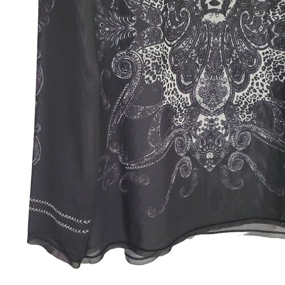 Rock & Republic Size XL Shirt Sheer Mesh Cheetah Head Print Long Sleeve Pullover - Picture 5 of 9